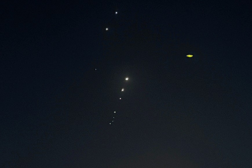 Interceptor missiles are fired, after Iran's armed forces say they targeted the Al-Udeid base in a missile attack, as seen from Doha, Qatar, June 23, 2025. REUTERS/Stringer