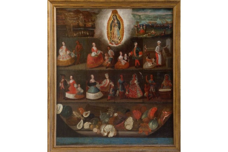 Cuadro de castas, vista de la colegiata de Guadalupe y vista del paseo de la Viga
Luis de Mena. Foto: Museo de América