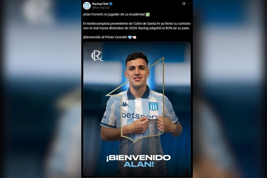 Alan Forneris ya es jugador de Racing