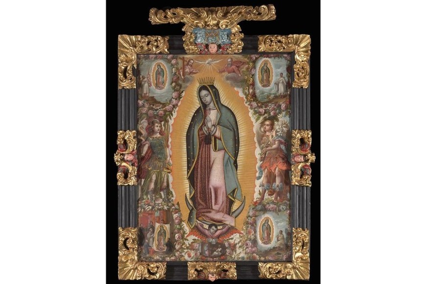 Virgen de Guadalupe con las cinco apariciones y los arcángeles Miguel y Gabriel
Atribuido a Juan Correa. Foto: Parroquia de san Miguel Arcángel