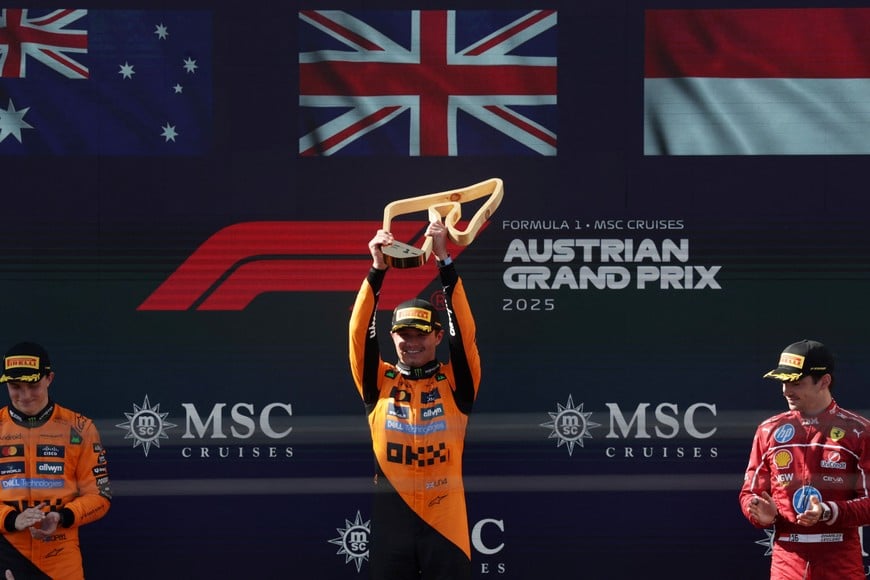 Lando Norris se quedó con la última carrera en Austria. Foto: REUTERS / Leonhard Foeger.