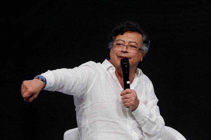 Colombian President Gustavo Petro speaks, as he takes part in a meeting, during the 4th International Conference on Financing for Development, in Seville, Spain, June 30, 2025. REUTERS/Jon Nazca