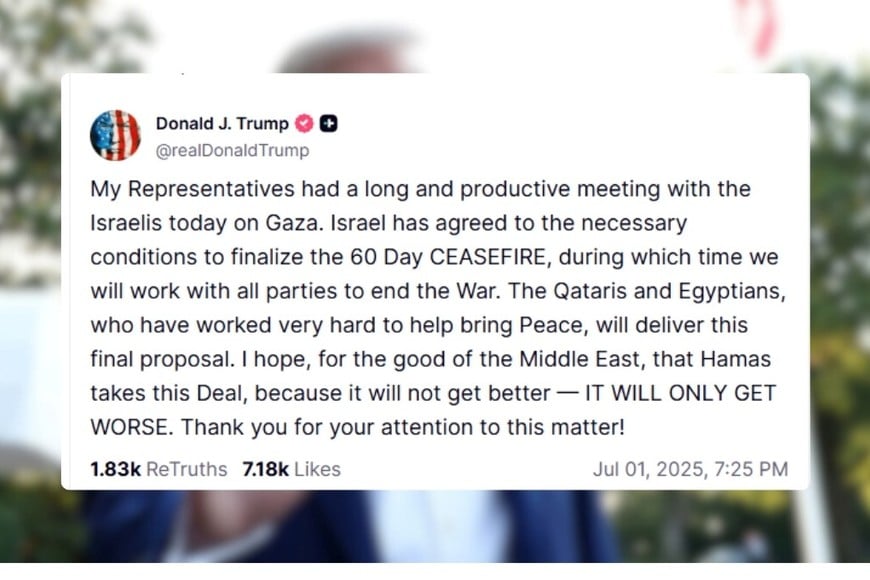 Trump anunció la tregua en Gaza desde su red Truth Social.
