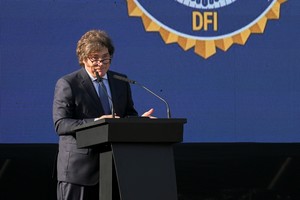Argentina's President Javier Milei addresses the media during a press conference at the Federal Police Mounted Division, in Buenos Aires, Argentina, June 17, 2025. REUTERS/Martin Cossarini