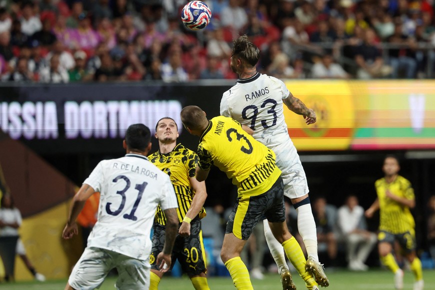Soccer Football - FIFA Club World Cup - Round of 16 - Borussia Dortmund v CF Monterrey - Mercedes-Benz Stadium, Atlanta, Georgia, U.S. - July 1, 2025
CF Monterrey's Sergio Ramos shoots at goal IMAGN IMAGES via Reuters/Brett Davis