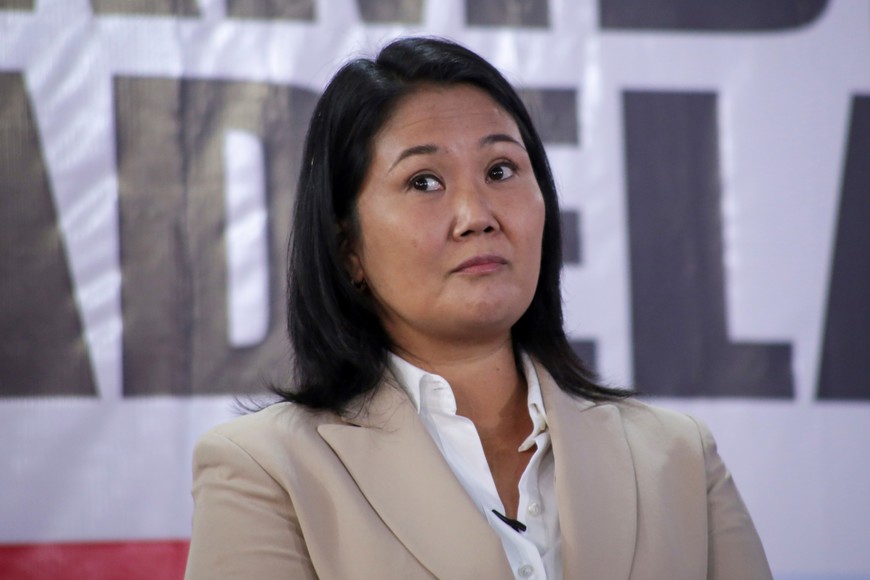 Peru's presidential candidate Keiko Fujimori looks on during a news conference, in Lima, Peru, June 10, 2021. REUTERS/Liz Tasa