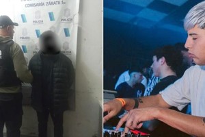 Joven detenido por personal policial tras el operativo en Saavedra.