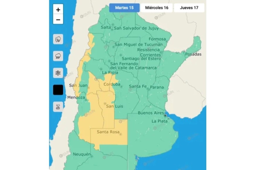 El gráfico de alertas del SMN.