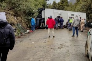 El tránsito en la ruta 65 sigue interrumpido mientras retiran el vehículo siniestrado.