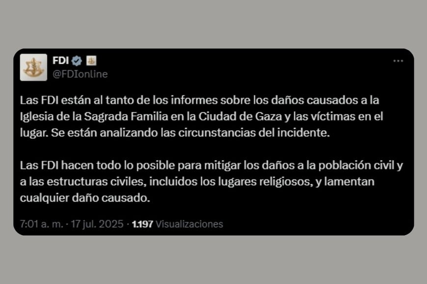 El mensaje desde las FDI.