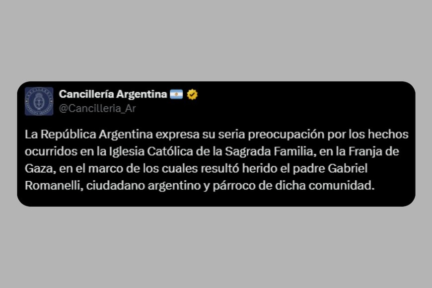 El breve comunicado de Cancilería Argentina en su adaptación a redes sociales.