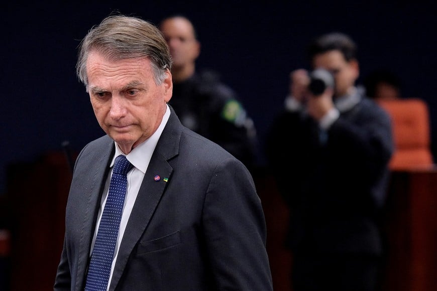Former Brazilian President Jair Bolsonaro, attends Brazil's Supreme Court trial over alleged coup attempt in Brasilia, Brazil June 10, 2025. REUTERS/Diego Herculano