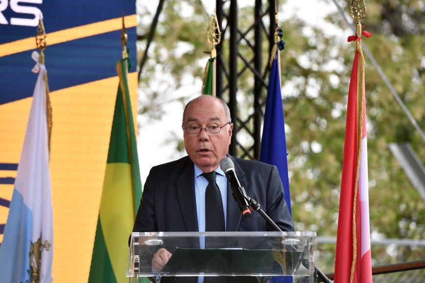 Formula One F1 - 30th Anniversary of Ayrton Senna's death - Autodromo Enzo e Dino Ferrari, Imola, Italy - May 1, 2024
Minister of Foreign Affairs of Brazil Mauro Vieira speaks during the ceremony on the 30th Anniversary of Ayrton Senna's death REUTERS/Jennifer Lorenzini