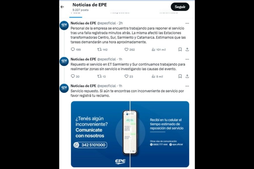 Las estaciones transformadoras ya fueron repuestas por la EPE.