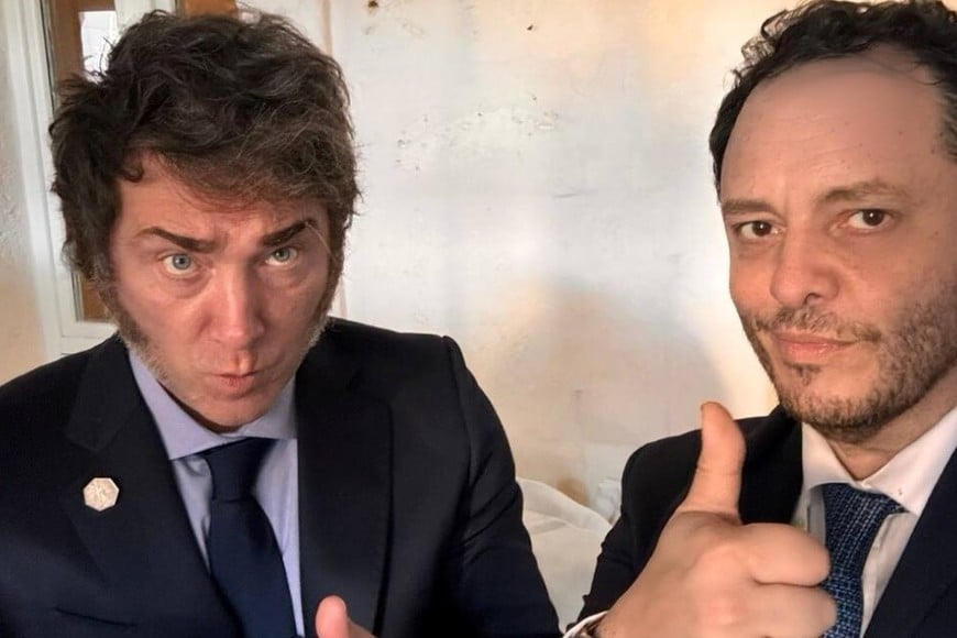 Demian Reidel junto a Javier Milei.