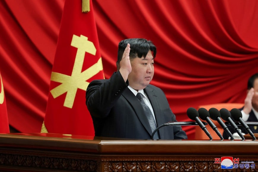 North Korean leader Kim Jong Un gestures during a meeting of the country's ruling party, in Pyongyang, North Korea, in this photo released on December 29, 2024 by North Korea's official Korean Central News Agency.

KCNA via REUTERS    ATTENTION EDITORS - THIS IMAGE WAS PROVIDED BY A THIRD PARTY. REUTERS IS UNABLE TO INDEPENDENTLY VERIFY THIS IMAGE. NO THIRD PARTY SALES. SOUTH KOREA OUT. NO COMMERCIAL OR EDITORIAL SALES IN SOUTH KOREA.