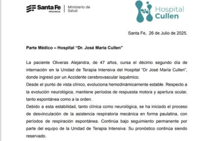 El informe oficial del nosocomio.