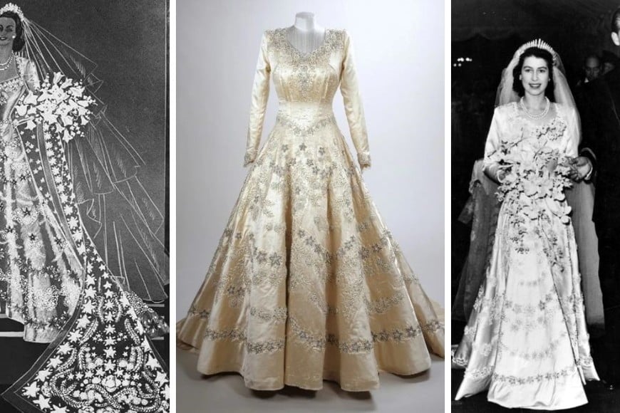 El vestido de novia de Isabel II de 1947, de Norman Hartnell.
