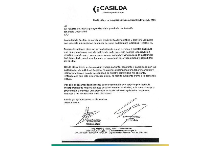 El escrito presentado por el intendente.