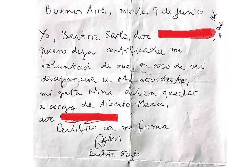 La nota de Sarlo sobre la tenencia de Niní.