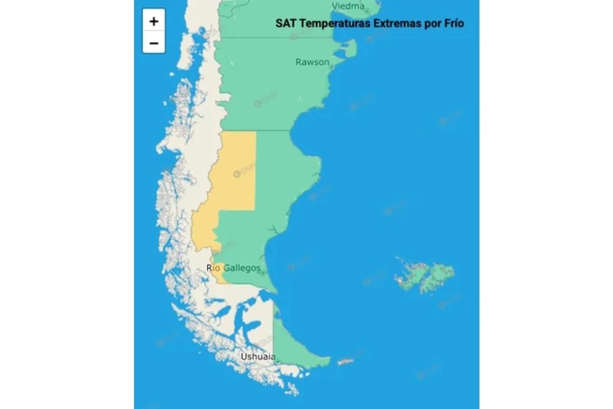 El gráfico de alertas por viento del SMN.