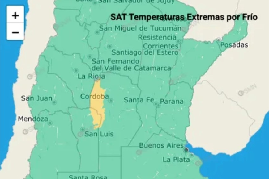 El gráfico de alerta por frío el SMN.