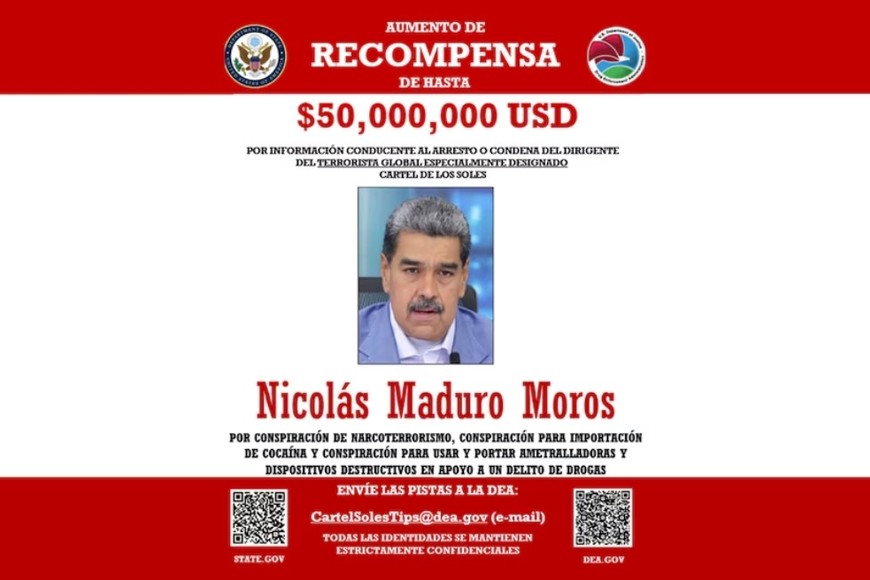 La recompensa sobre Nicolás Maduro.