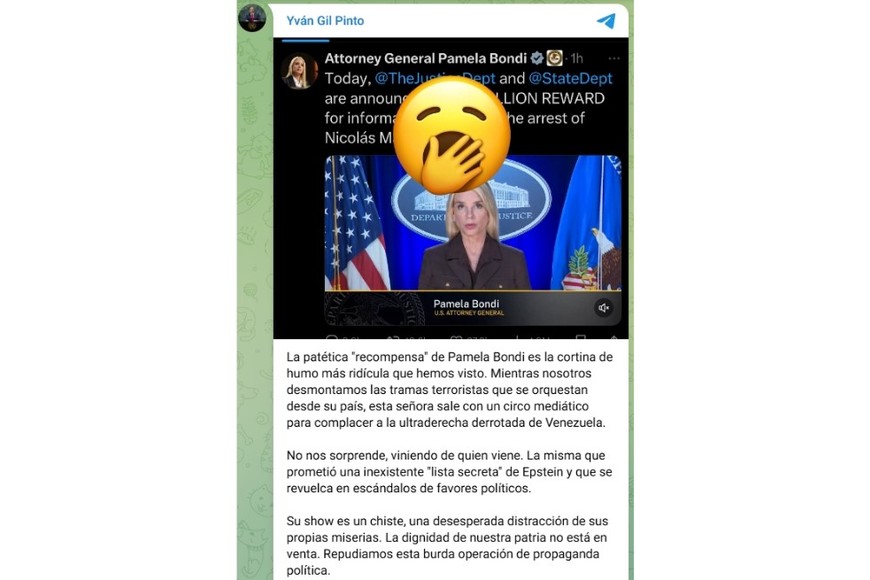 La publicación de Gil en Telegram.