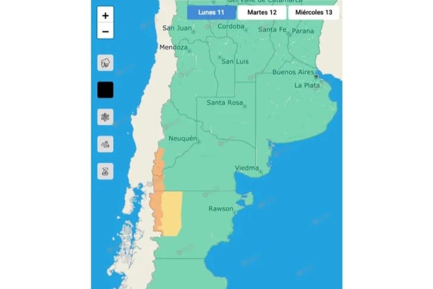El gráfico de alertas del SMN.