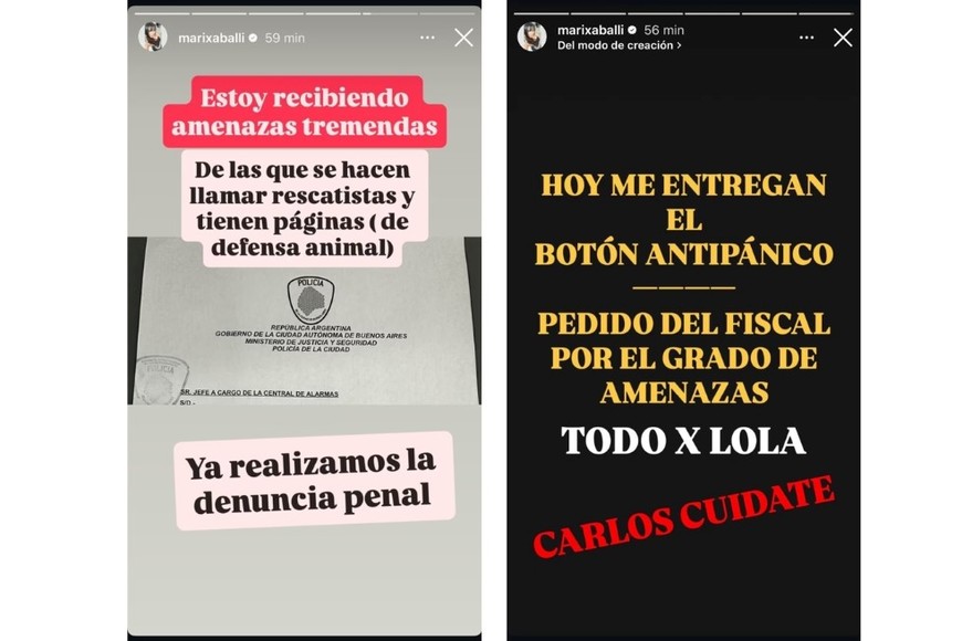 Los posteos de Marixa Balli en Instagram.