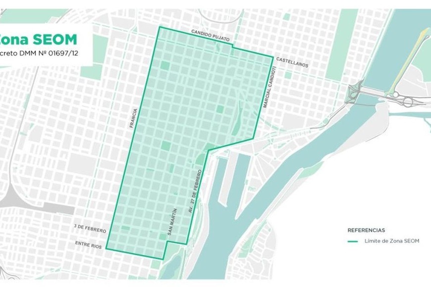 Esta es la “zona activa” donde seguirá rigiendo el nuevo estacionamiento medido.
