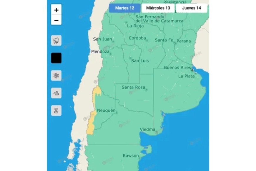 El gráfico de alerta del SMN.