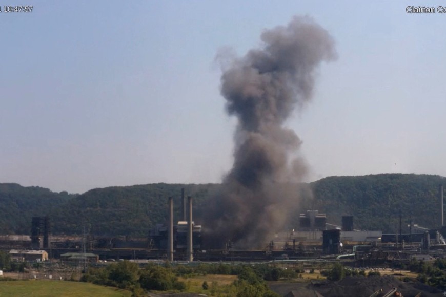 Smoke rises from an explosion at U.S. Steel's Clairton Coke Works plant in Clairton, Pennsylvania, U.S., August 11, 2025 in this screengrab obtained from a social media video. Courtesy of CREATE LAB/ BREATHE PROJECT/via REUTERS  THIS IMAGE HAS BEEN SUPPLIED BY A THIRD PARTY. MANDATORY CREDIT. NO RESALES. NO ARCHIVES.

Verification: 
Reuters was able to confirm the location from the towers and trees which matched file and satellite imagery of the area. The date was verified by the timestamp seen on the footage and reports of local authorities. We have a Breathe Cam (camera) trained on the Clairton plant 24-hours a day because of ongoing air and safety concerns at the plant.