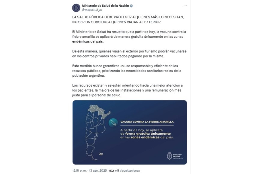 el mensaje del ministerio de salud