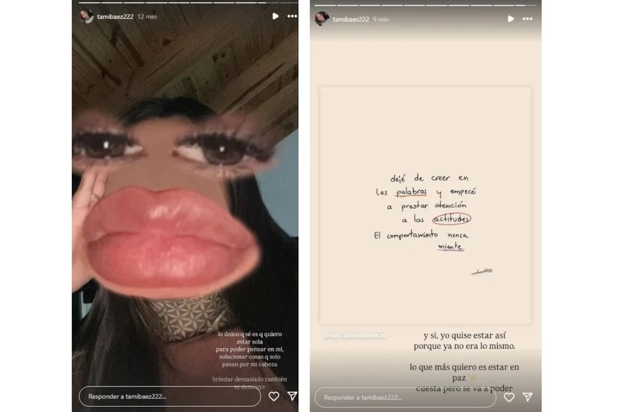 Los posteos de Tamara en su cuenta de Instagram. Crédito: NA.