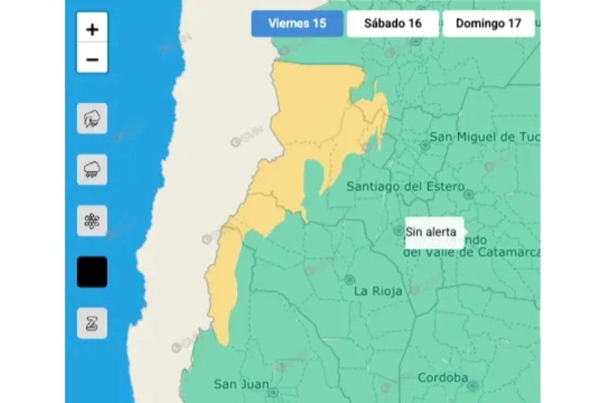 El gráfico de alertas del SMN.