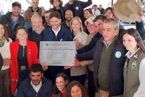 Pullaro y Scaglia visitaron los corrales de los Hampshire Down en la capital provincial de la raza ovina. Foto: Sur24
