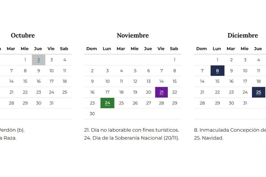 Feriados nacionales 2025