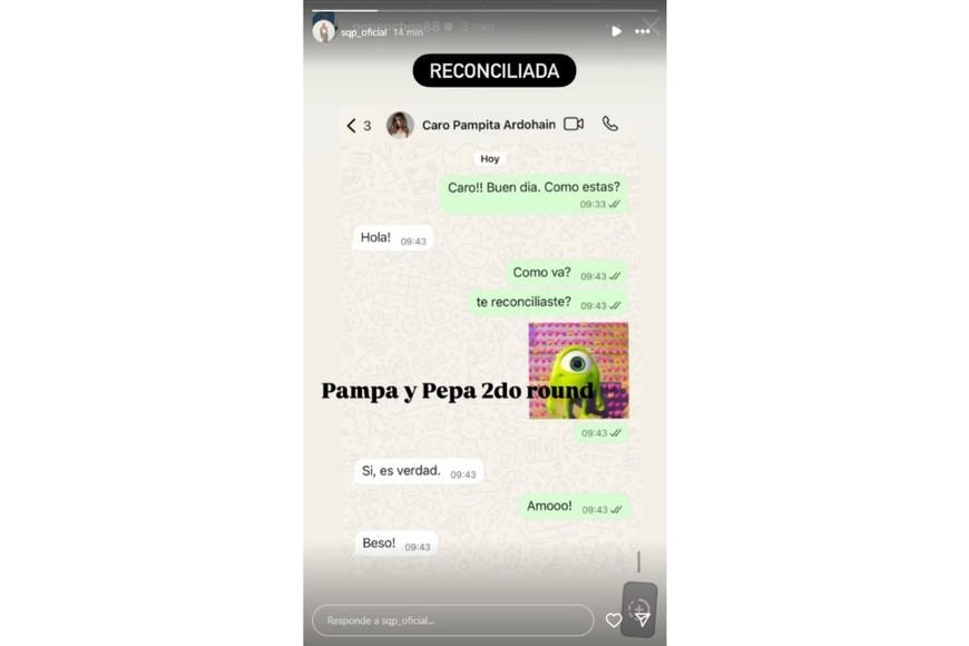 La confirmación de Pampita. Crédito: @sqp_oficial