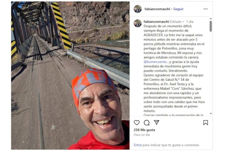 Posteo del medico en sus redes