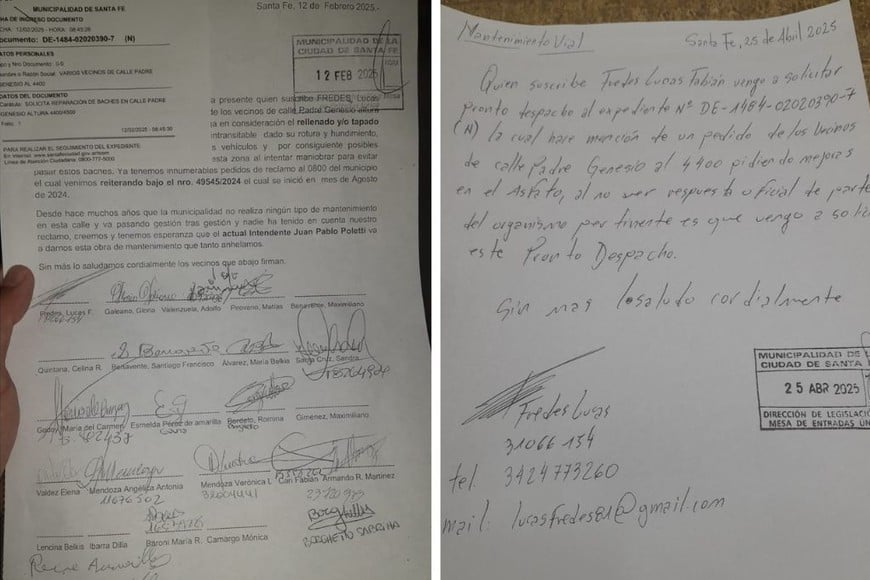 Vecinos aseguran que presentaron notas y reclamos por los baches de Padre Genesio al 4500.