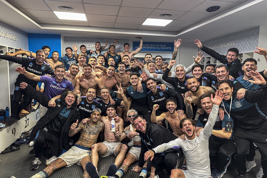 El festejo en el vestuario.