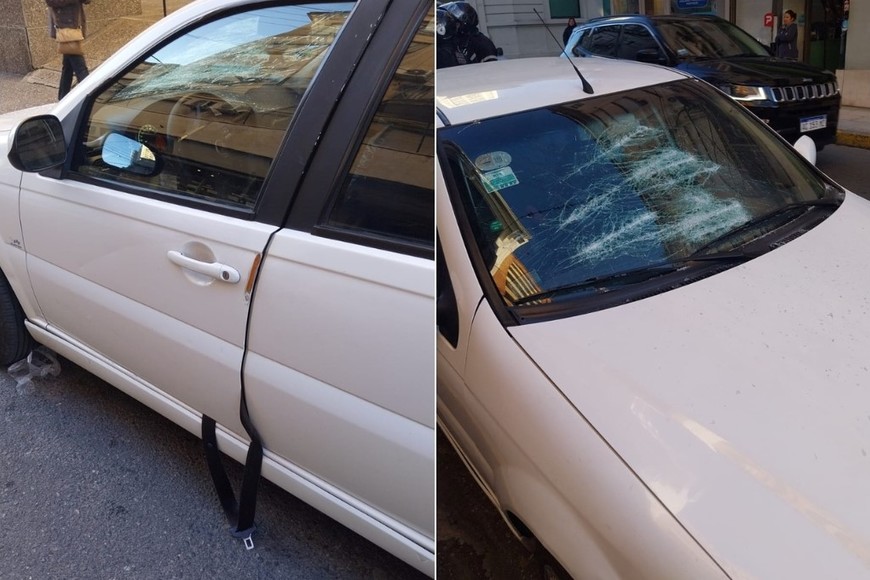 El automóvil resultó con daños en el parabrisas y en la carrocería.