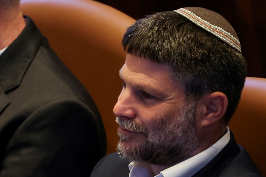 FILE PHOTO: Israeli Finance Minister Bezalel Smotrich attends a Plenum session of the Knesset, Israel's Parliament, also attended by Argentine President Javier Milei (not pictured), in Jerusalem, June 11, 2025 REUTERS/Ronen Zvulun/File Photo