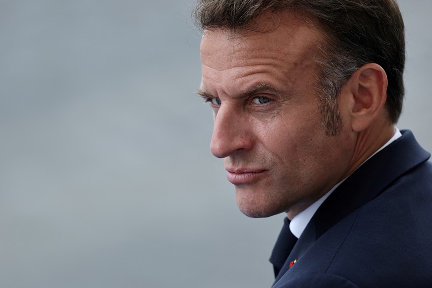French President Emmanuel Macron attends the annual Bastille Day military ceremony on the Place de la Concorde in Paris, France, July 14, 2025. REUTERS/Gonzalo Fuentes     TPX IMAGES OF THE DAY