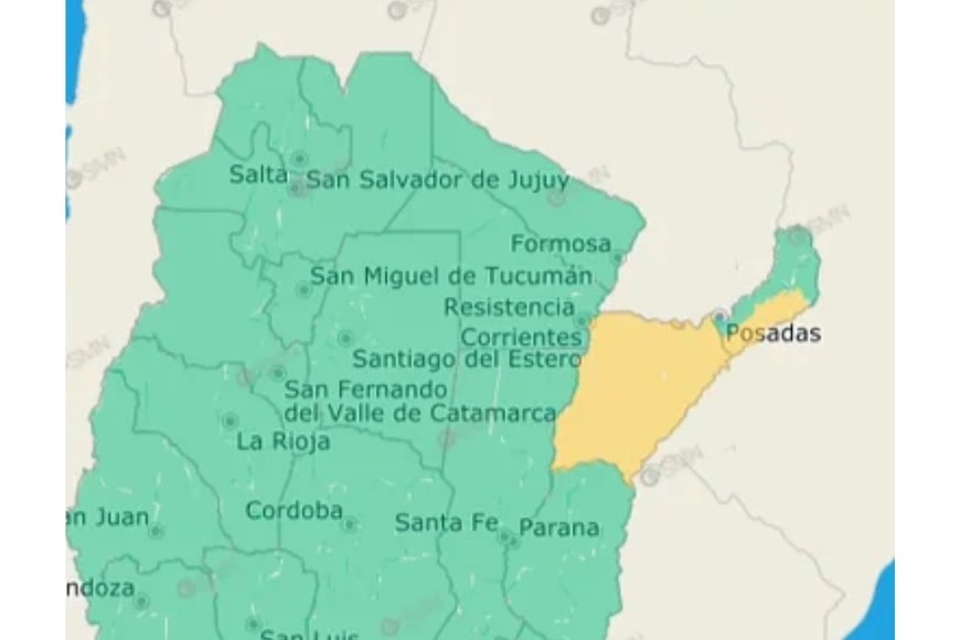 El gráfico de alerta del SMN.