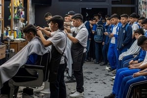 La peluquerías del país sufrieron oleadas de jóvenes que acudieron en busca de su "corte adecuado". Crédito: El Salvador Noticias