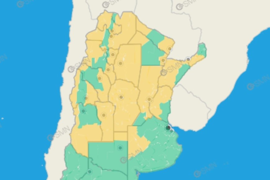 El gráfico de alertas del SMN.