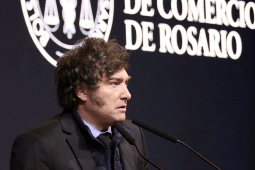 Javier Milei en la Bolsa de Comercio de Rosario