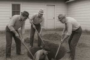 El hallazgo se produjo mientras cavaban un pozo de agua. La imagen fue generada por IA.